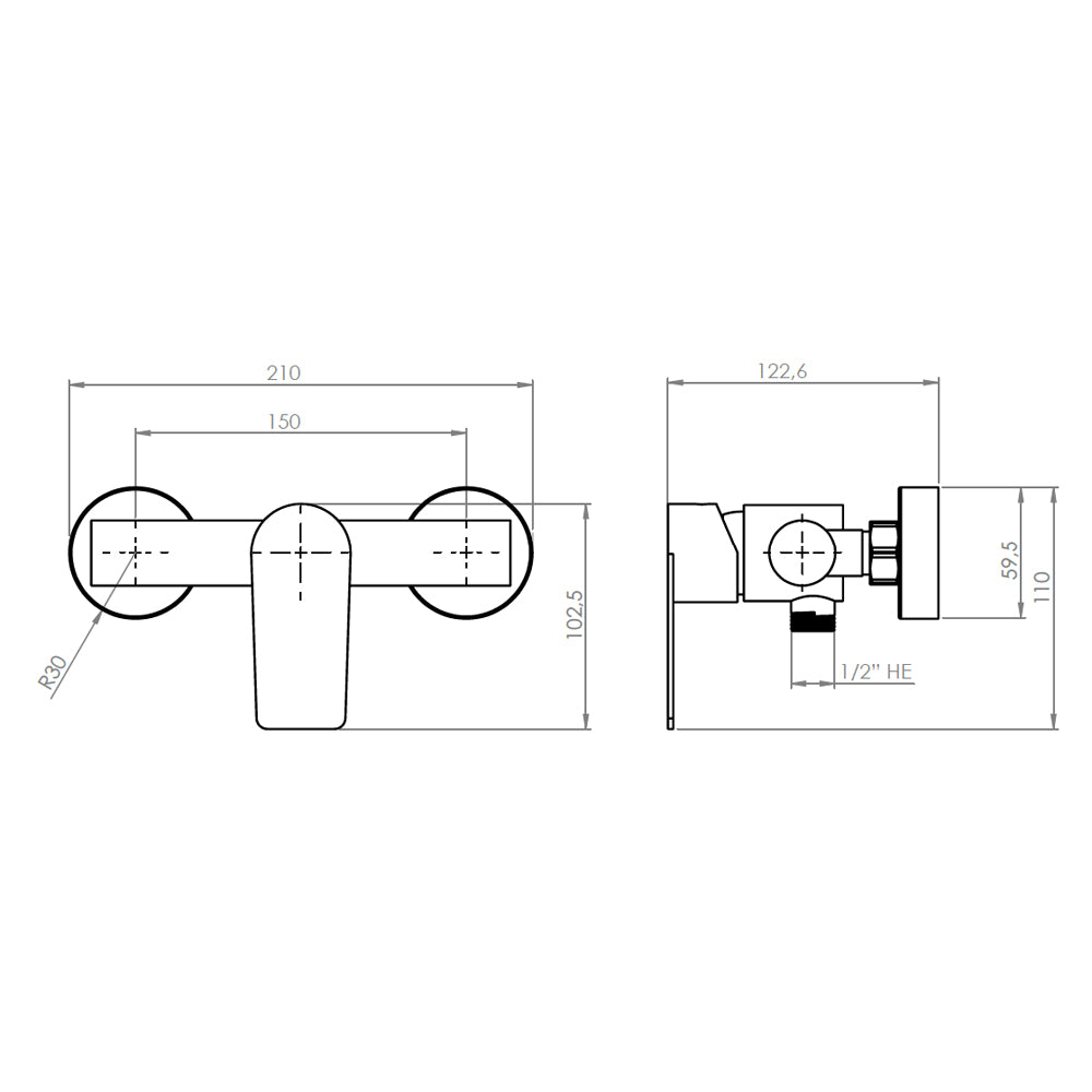 Monomando Ducha Bruna Grafito Austral