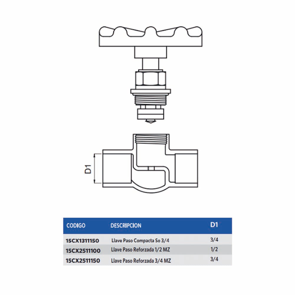 Llave Paso Compacta Ref. Liv. So 3/4