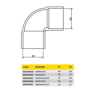 Codo para Gas So-So 3/8