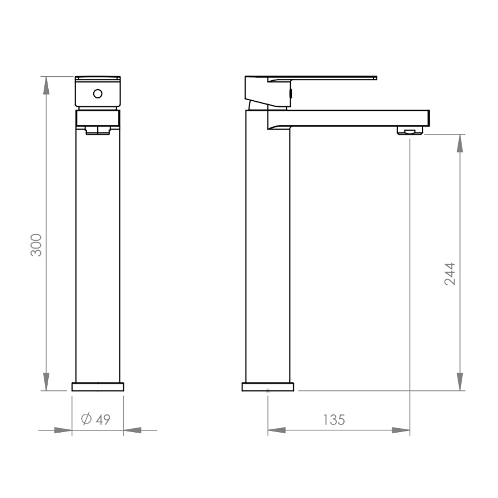 Monomando Lavamanos Alto Leccio Negro Mate