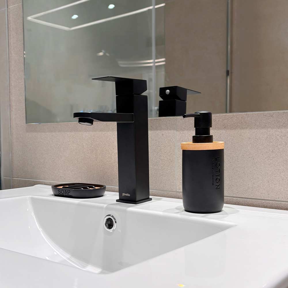 Monomando Lavamanos Alto Legge Negro Mate