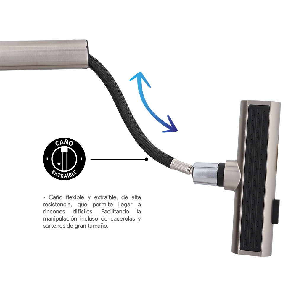 Monomando Lavaplatos Extraíble Matera Inox Satinado