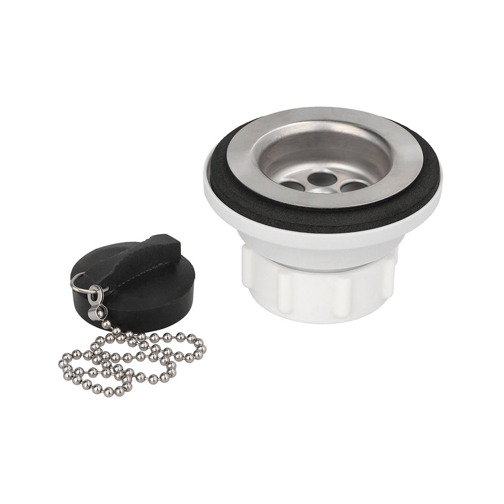 Desague Lavamanos Universal PP 1 1/4" con Rejilla y Tapón