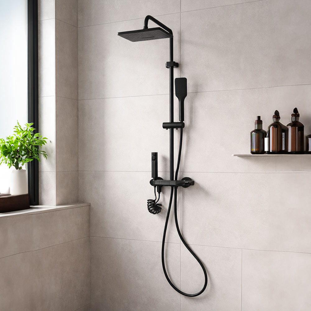Monomando Ducha + Columna Farina Negro Mate