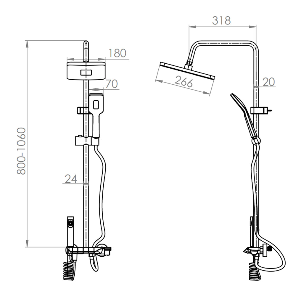 Monomando Ducha + Columna Farina Negro Mate