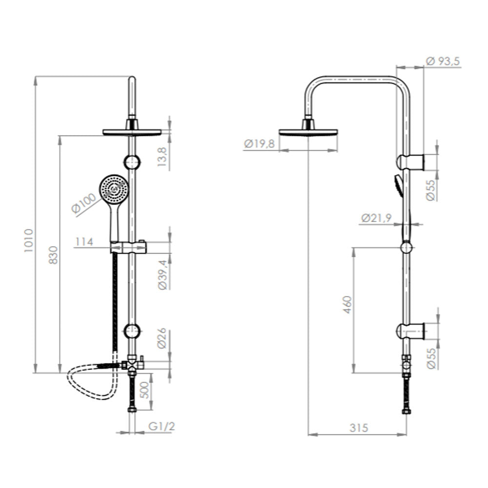 Columna de Ducha Rimini Negro Mate