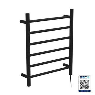 Secador de Toallas Eléctrico 6 Barras Negro Mate