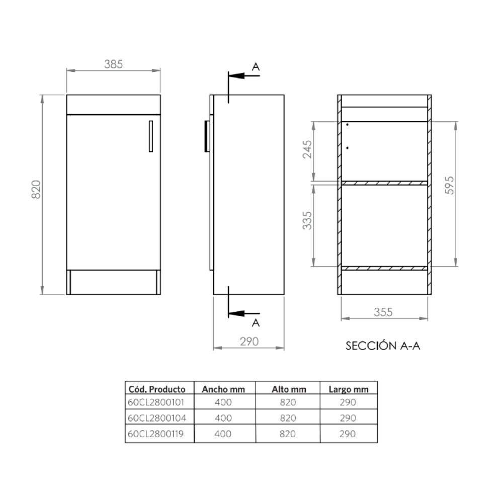 Mueble Vanitorio Claire Blanco + Cubierta 40x86x33 cm