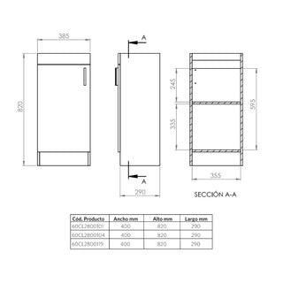 Mueble Vanitorio Claire Blanco + Cubierta 40x86x33 cm