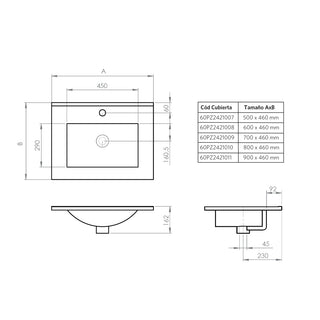 Mueble Vanitorio Completo Amélie 60x46 Acácia
