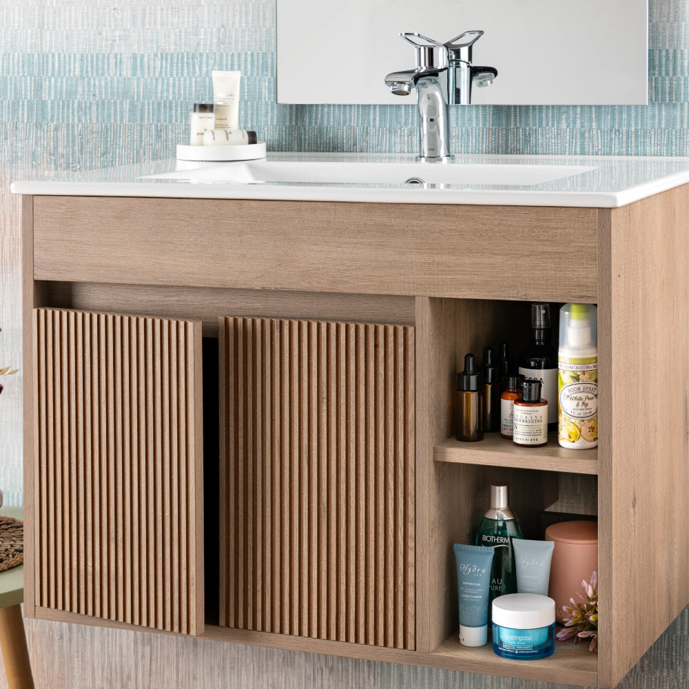 Mueble Vanitorio Lille Lenga Texturado + Cubierta 70x46x50 cm