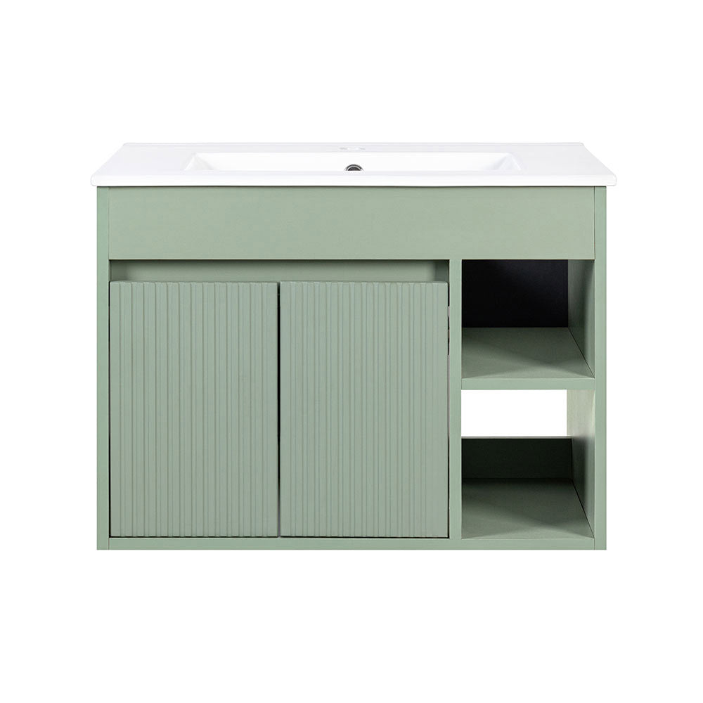 Mueble Vanitorio Lille Texturado Sage Green + Cubierta 60x46x50 cm