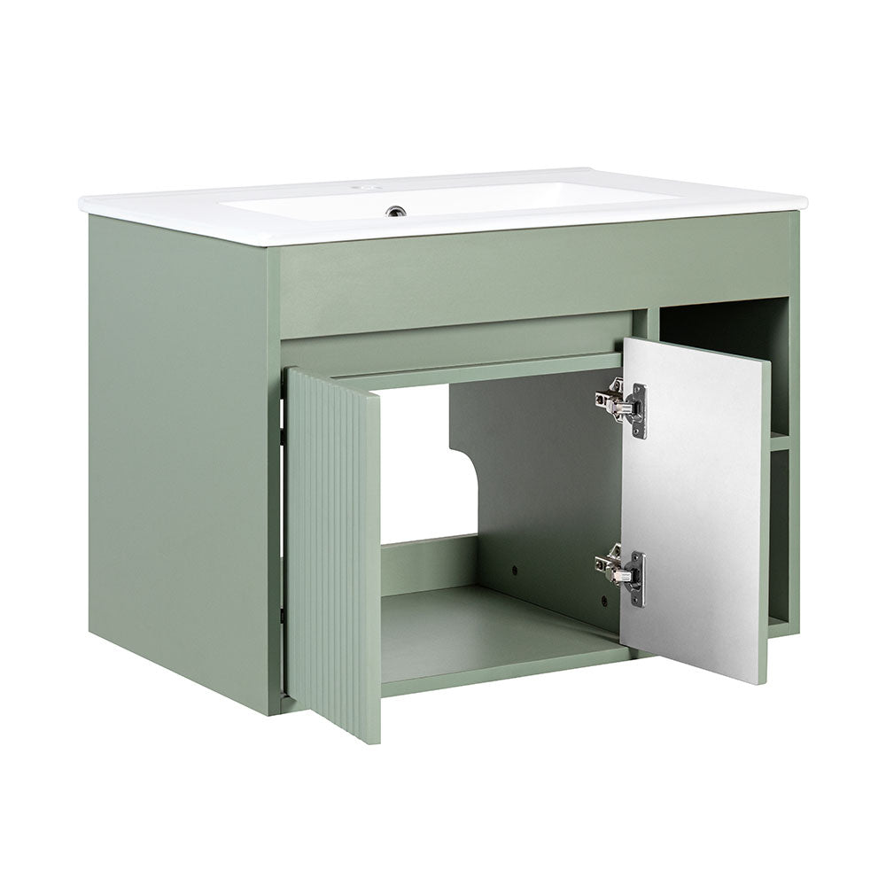 Mueble Vanitorio Lille Texturado Sage Green + Cubierta 60x46x50 cm