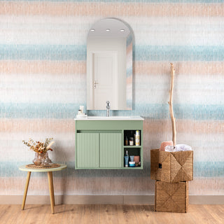 Mueble Vanitorio Lille Sage Green Texturado + Cubierta 70x46x50 cm