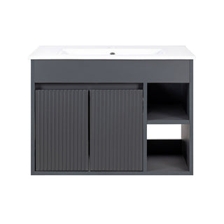 Mueble Vanitorio Lille Dark Grey Texturado + Cubierta 70x46x50 cm