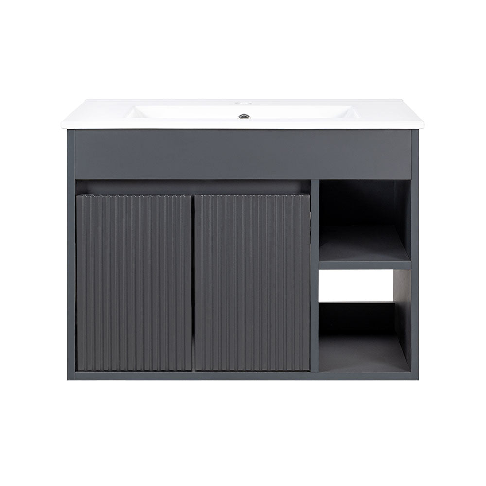 Mueble Vanitorio Lille Dark Grey Texturado + Cubierta 60x46x50 cm