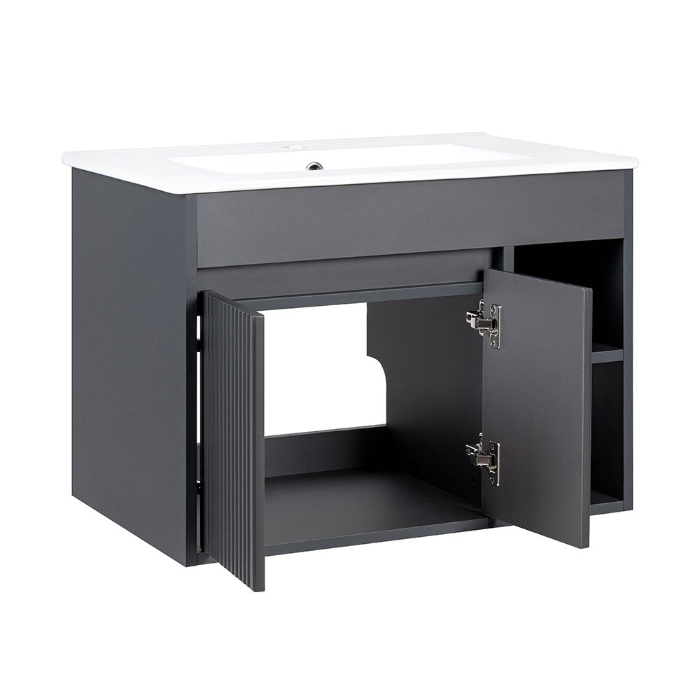 Mueble Vanitorio Lille Dark Grey Texturado + Cubierta 70x46x50 cm