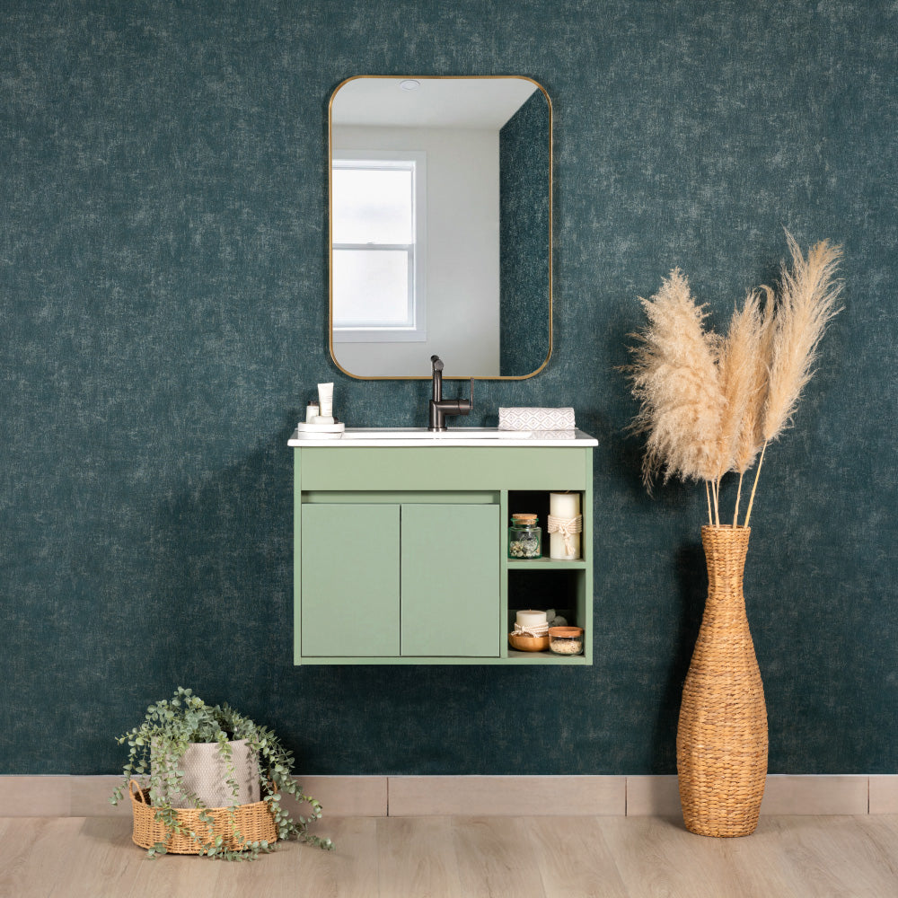 Mueble Vanitorio Lille Sage Green + Cubierta 60x46x50 cm