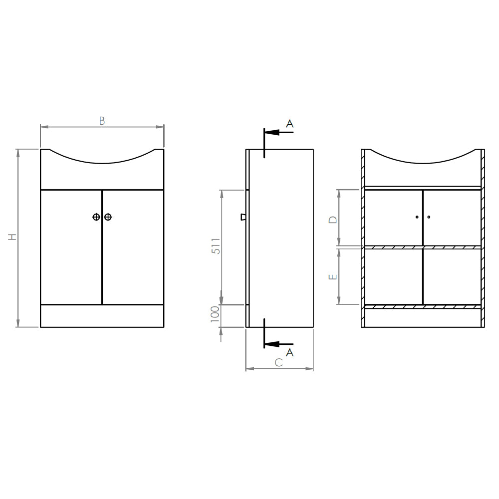 Mueble Vanitorio Marie Blanco + Cubierta 60x43x30 cm
