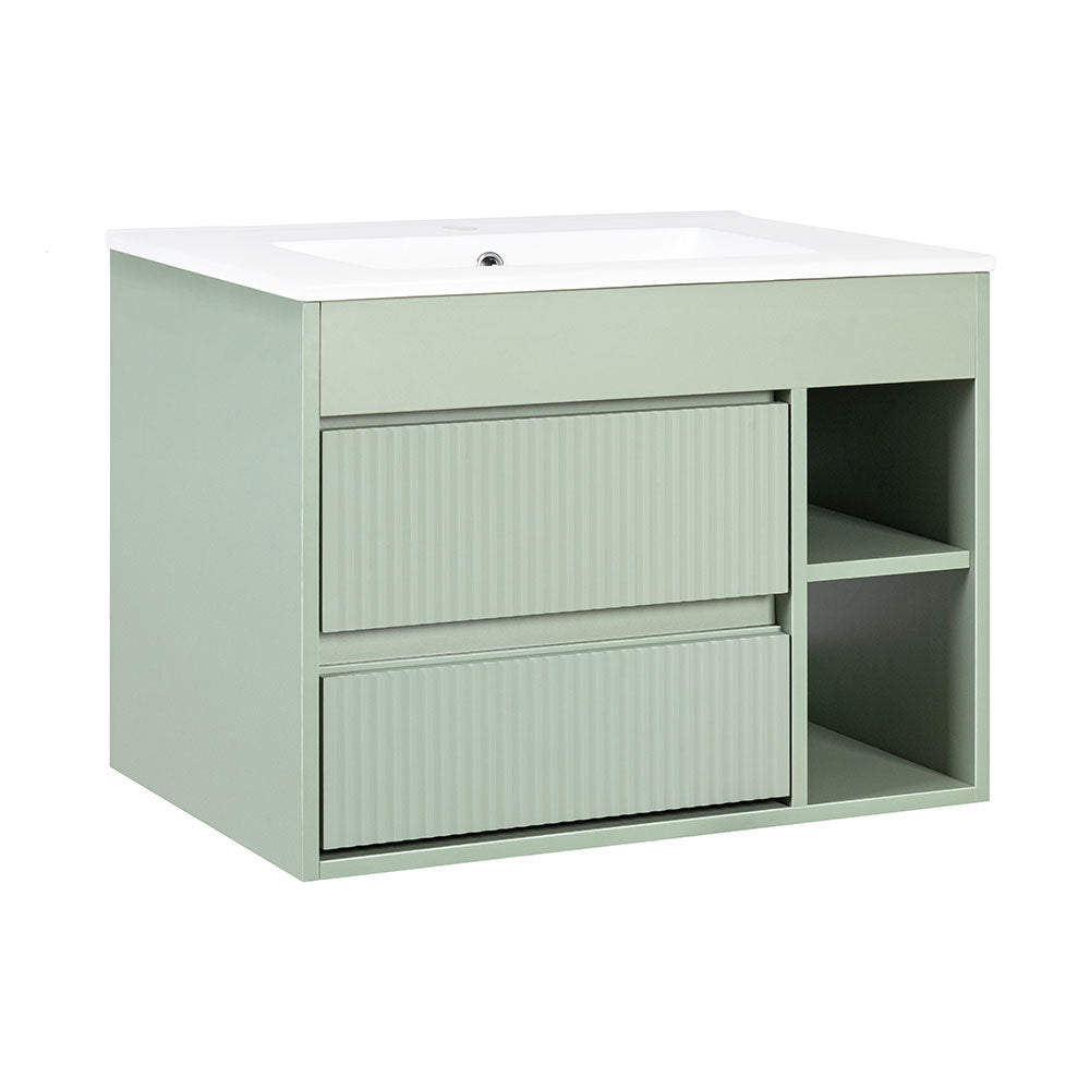 Mueble Vanitorio Paris Texturado Sage Green + Cubierta 70x46x50 cm
