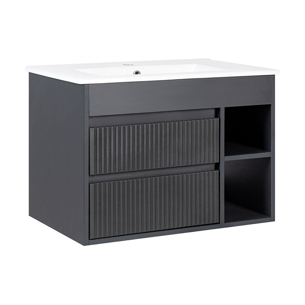 Mueble Vanitorio Paris Texturado Dark Grey + Cubierta 60x46x50 cm