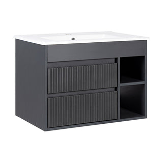 Mueble Vanitorio Paris Texturado Dark Grey + Cubierta 60x46x50 cm
