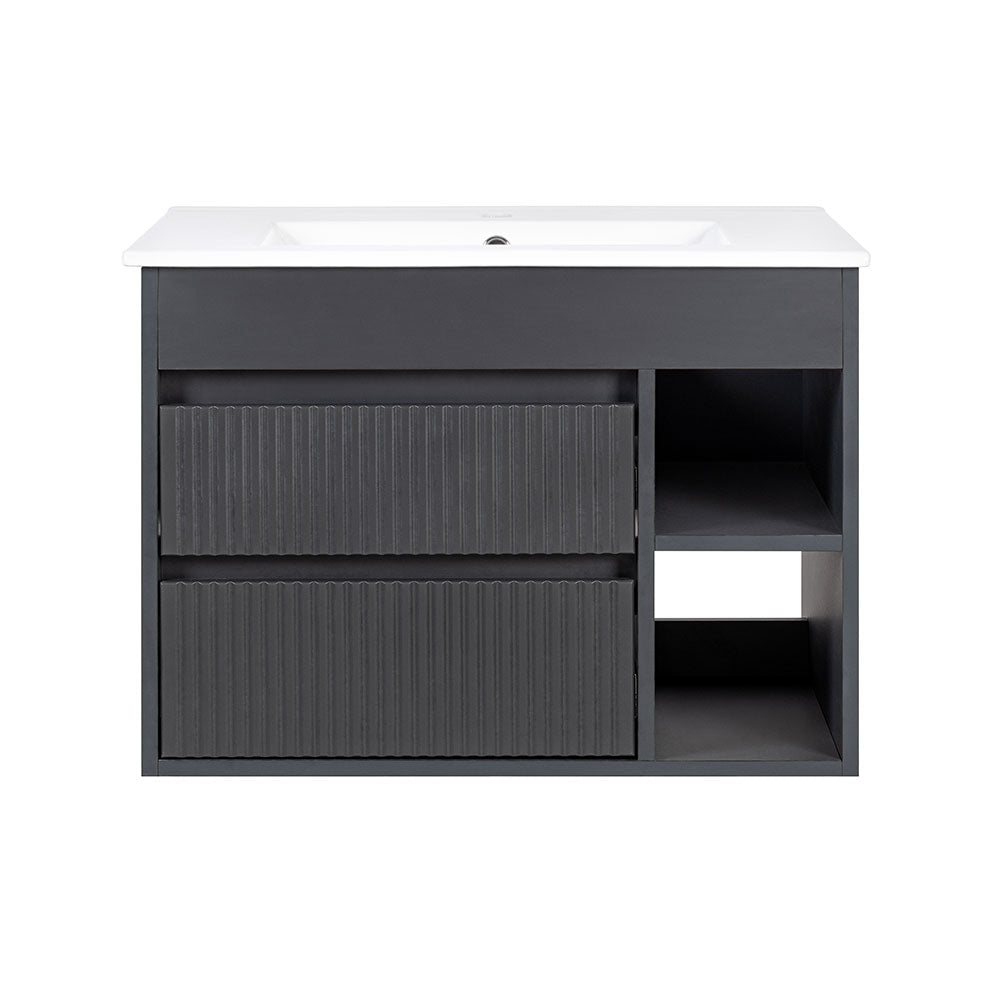 Mueble Vanitorio Paris Texturado Dark Grey + Cubierta 60x46x50 cm