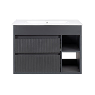 Mueble Vanitorio Paris Texturado Dark Grey + Cubierta 60x46x50 cm