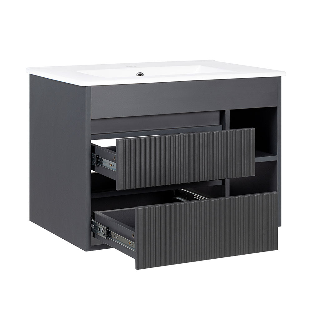 Mueble Vanitorio Texturado Paris Dark Grey Texturado + Cubierta 70x46x50 cm