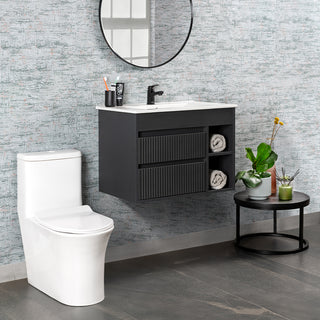 Mueble Vanitorio Paris Texturado Dark Grey + Cubierta 60x46x50 cm