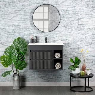 Mueble Vanitorio Paris Texturado Dark Grey + Cubierta 60x46x50 cm