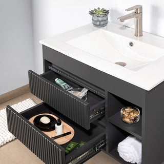 Mueble Vanitorio Paris Texturado Dark Grey + Cubierta 60x46x50 cm