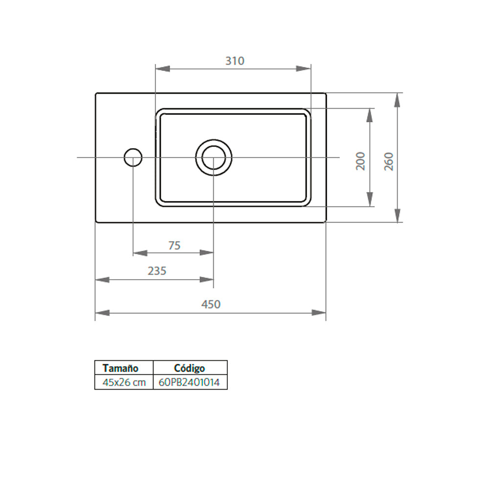 Mueble Vanitorio Petit Lenga + Cubierta 26x46x50 cm