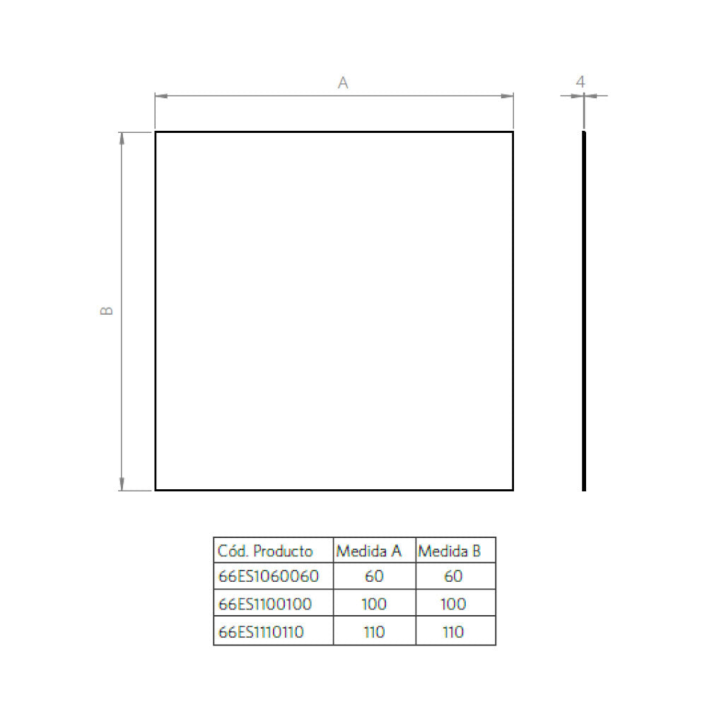Espejo 100x100 cm 4mm