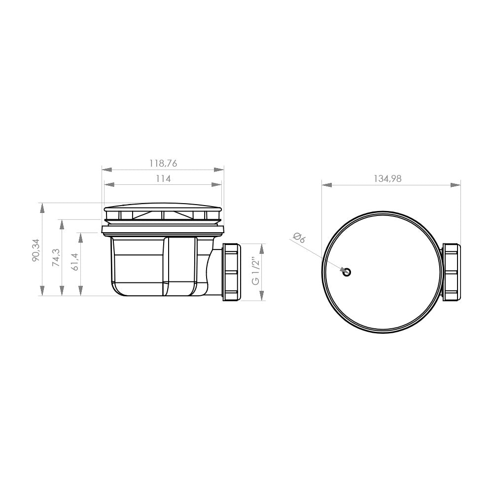 Desagüe Receptáculo Acrílico Circular con Sifón New
