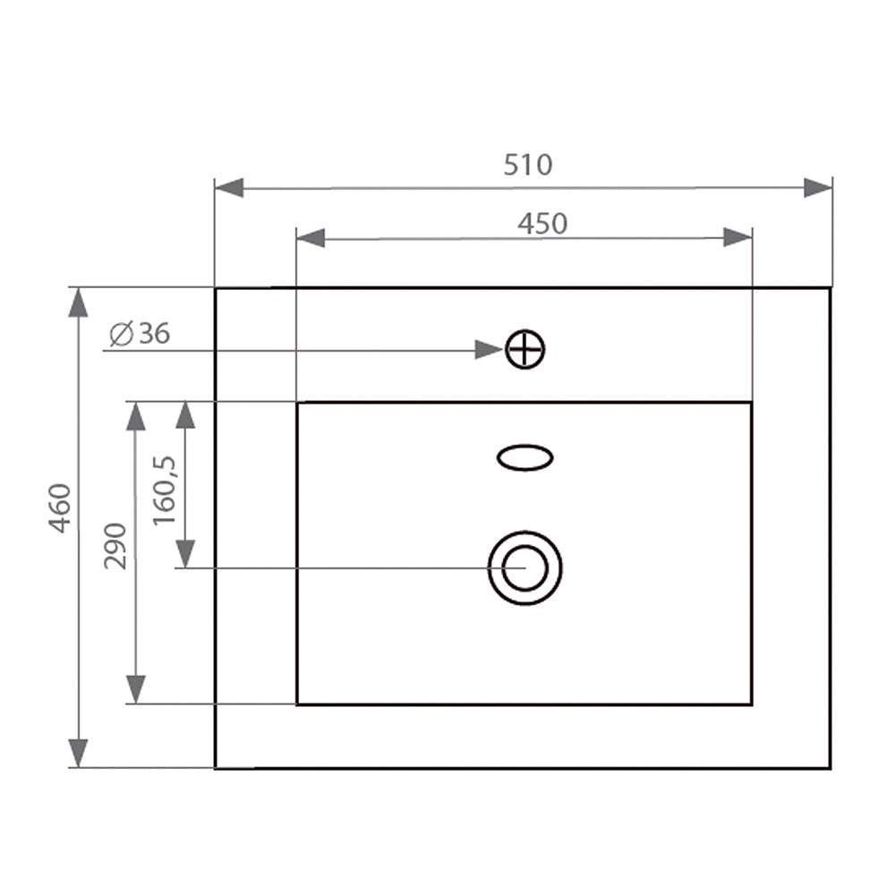 Mueble Vanitorio Moyen Visón + Cubierta 50x46x50 cm