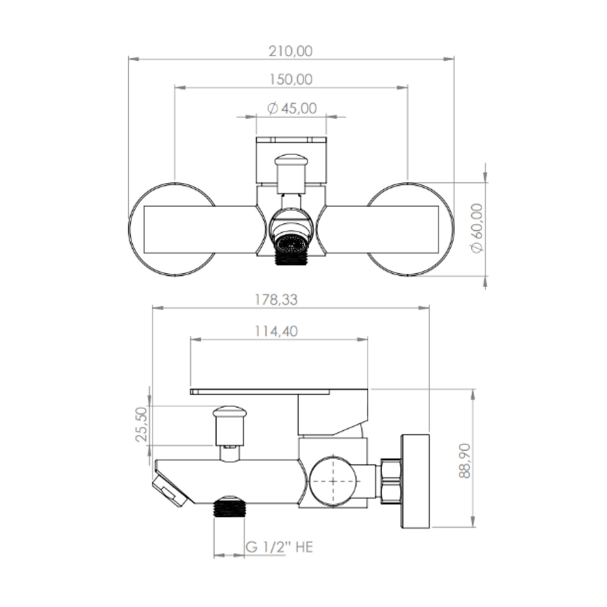 Monomando Tina Ducha Verceli Negro Mate
