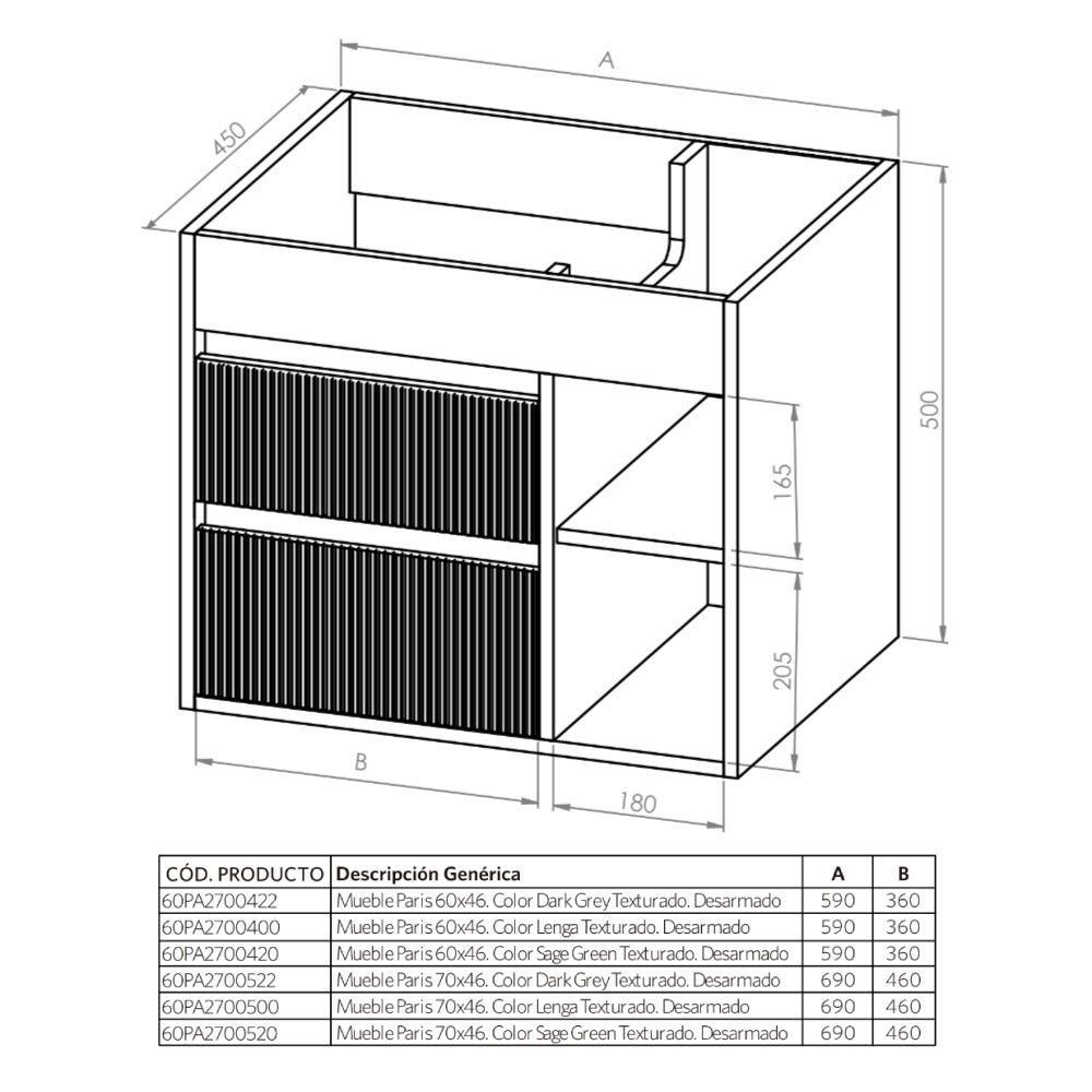 Base de Mueble Paris Texturado