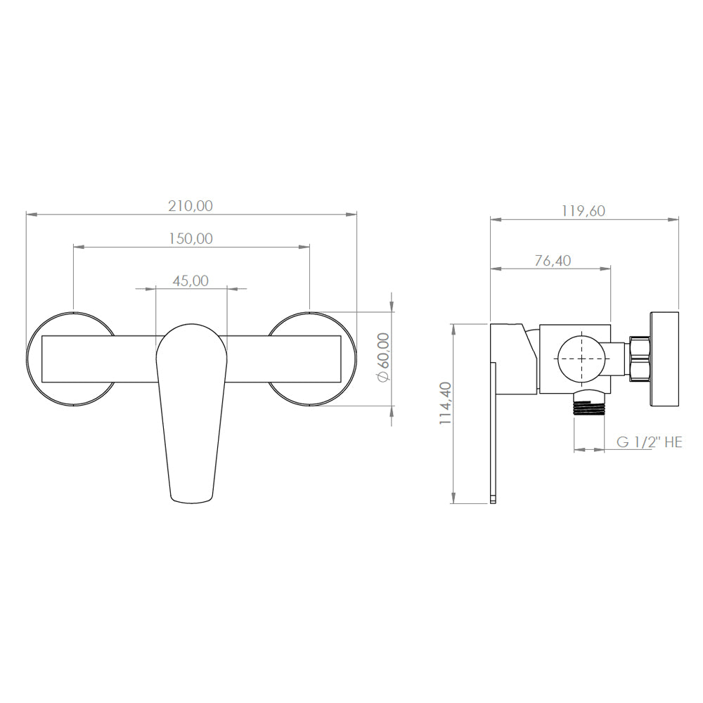 Monomando Ducha Verceli Grafito Austral