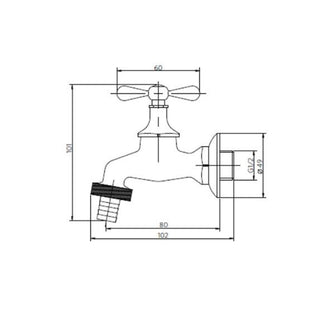 Llave Lavadora con Flange 1/2x3/4 MS