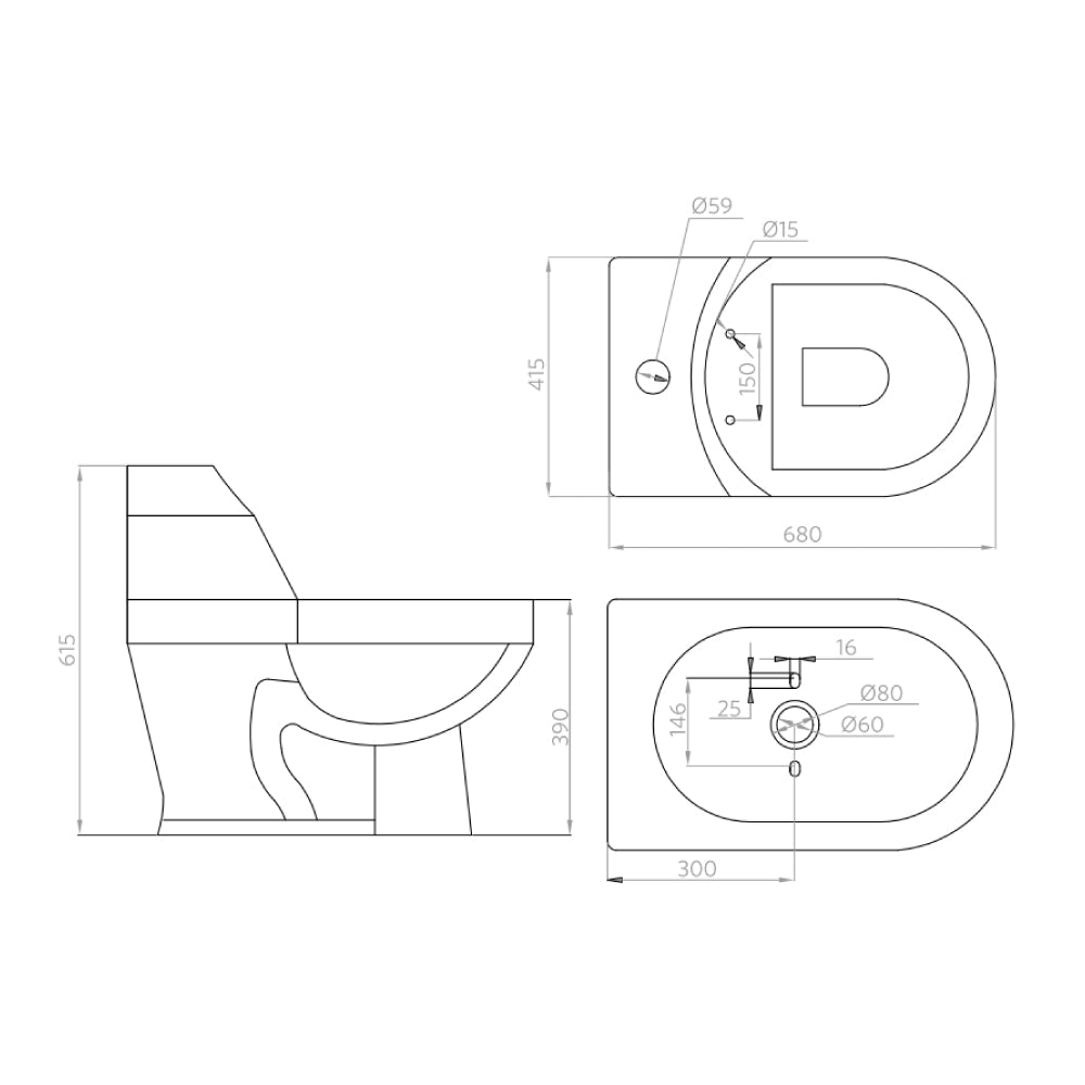 Sanitario WC One Piece Eros - Descarga a Pïso (Vertical)