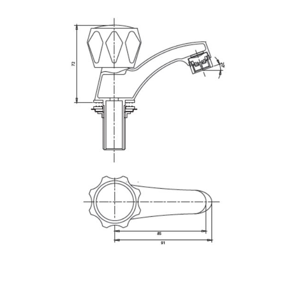 Llave Lavamanos Mossini Cristal Cromo