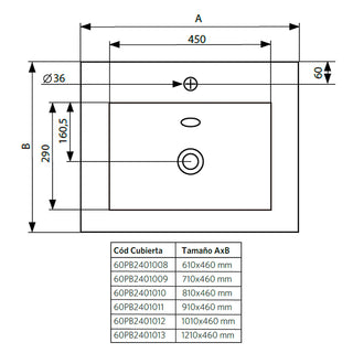 Mueble Vanitorio Completo 60 x 46 cm Belle Roble