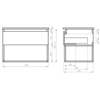 Mueble Vanitorio Méle Lenga + Cubierta 60x46x50 cm