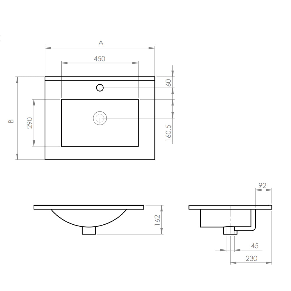 Mueble Vanitorio Méle Lenga + Cubierta 60x46x50 cm