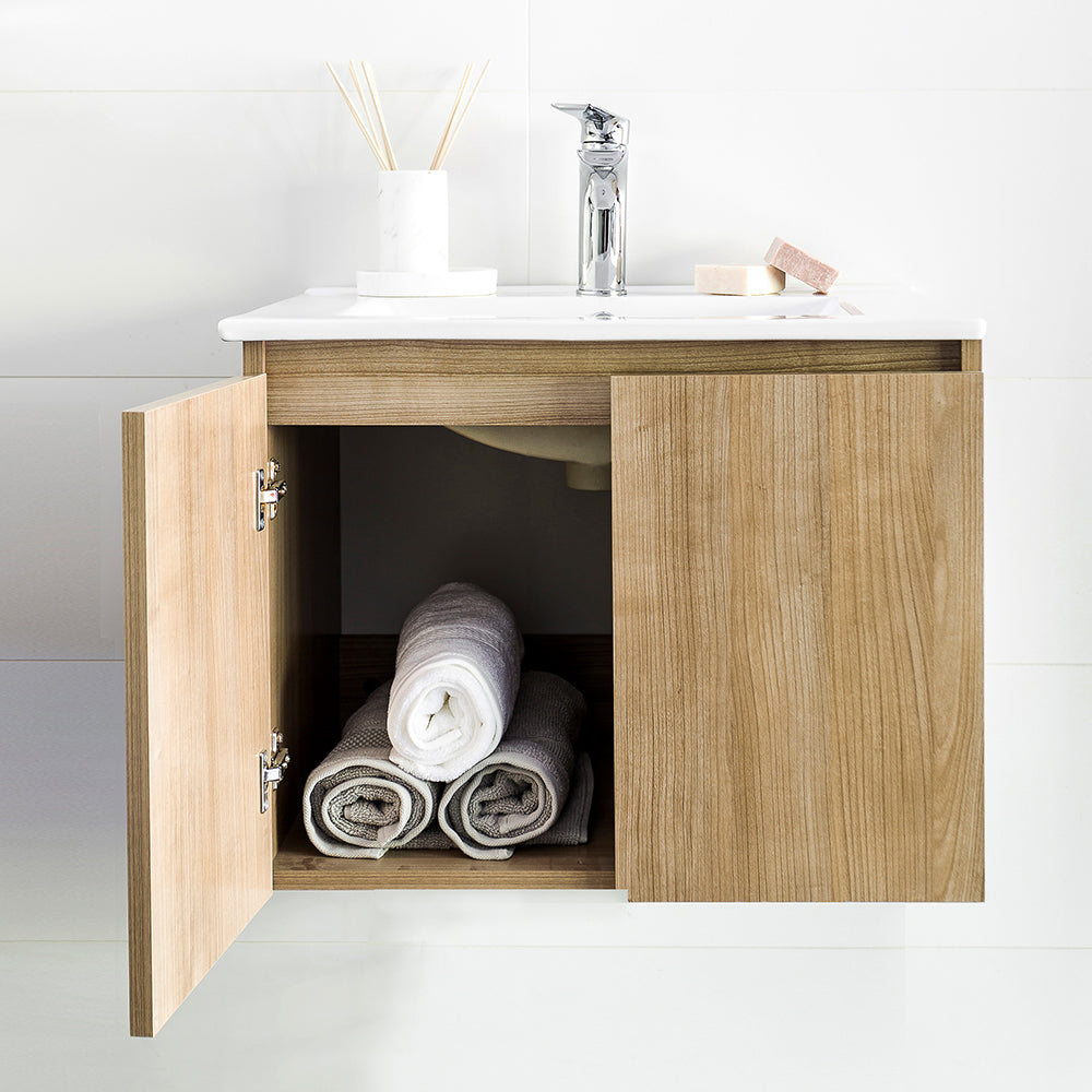 Mueble Vanitorio Ermes Nogal + Cubierta 70x46x50 cm