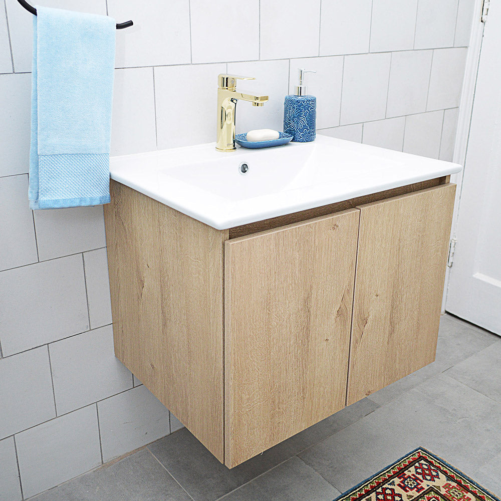 Mueble Vanitorio Ermes Nogal + Cubierta 70x46x50 cm
