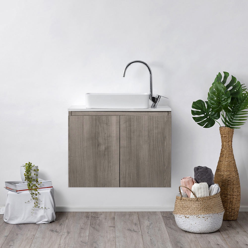 Mueble de Baño Completo Ermes Lenga con sobre cubierta rectangular 80x46 cm