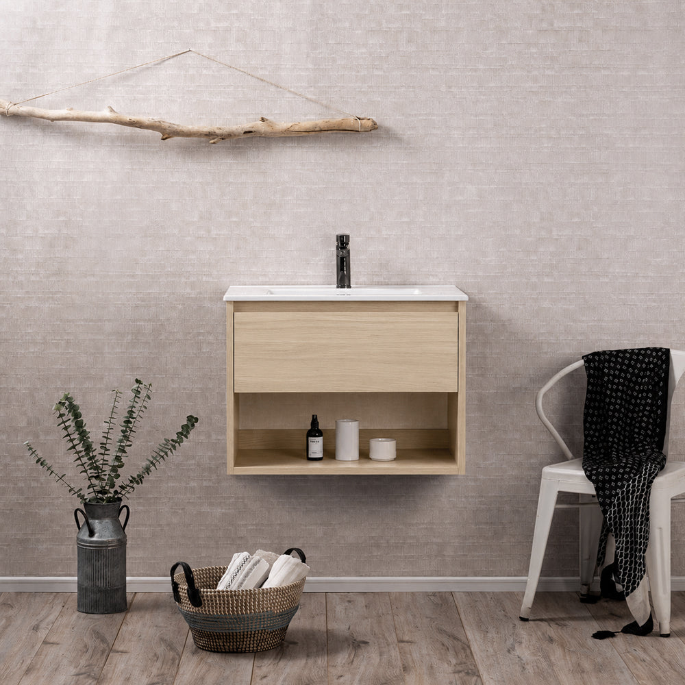 Mueble Vanitorio Zoé Acácia + Cubierta 90x46x50 cm