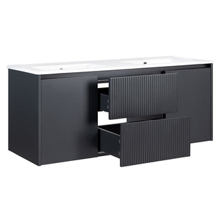 Mueble Vanitorio Sophie Dark Grey Texturado + Cubierta 120x46x50 cm